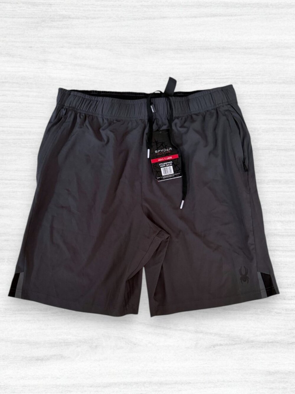 NWT Spyder Active ProWeb Gray Black Zip Pocket Athletic Shorts Men’s XL
